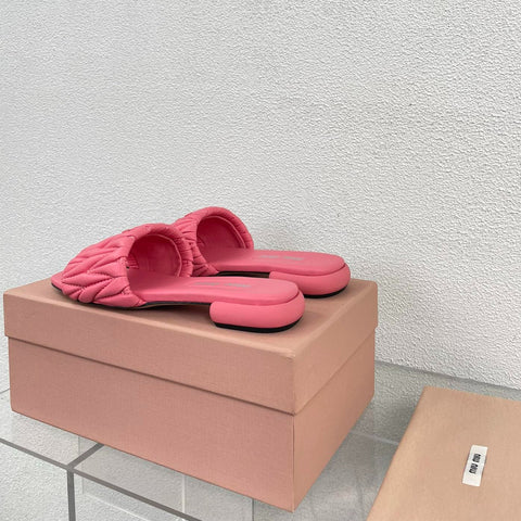Women's Rose Red Leather Slippers