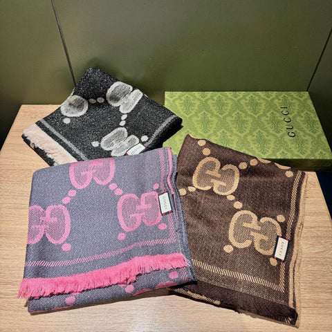 SCARF 195 CM IN DARK PINK GG WOOL LAMÉ JACQUARD 403976