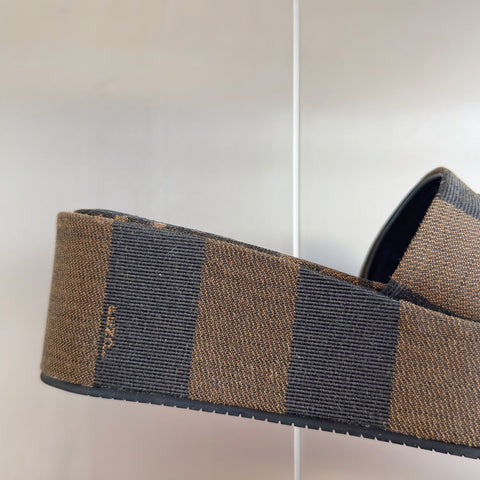 FF Sunshine 65 Black Brown Canvas Flatform Slide