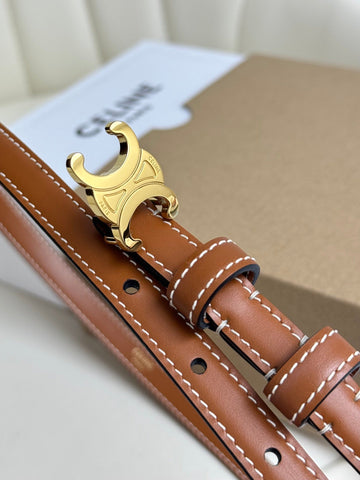 MINI TRIOMPHE BELT 13 MM BRONZE BROWN LEATHER GOLD HARDWARE