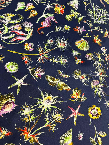 DIOR REVERSIBLE PRINTED SQUARE SCARF 90 CM IN NAVY BLUE SILK 735869