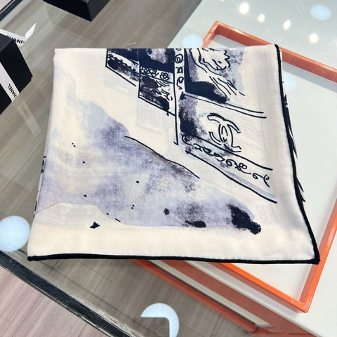 CHANEL 25S SCARF 135 IN CASHMERE SILK 737230