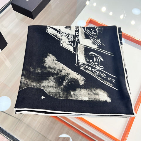 CHANEL 25S SCARF 135 IN CASHMERE SILK 737229