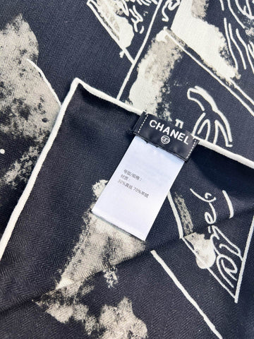 CHANEL 25S SCARF 135 IN CASHMERE SILK 737229