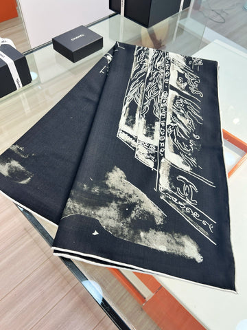 CHANEL 25S SCARF 135 IN CASHMERE SILK 737229