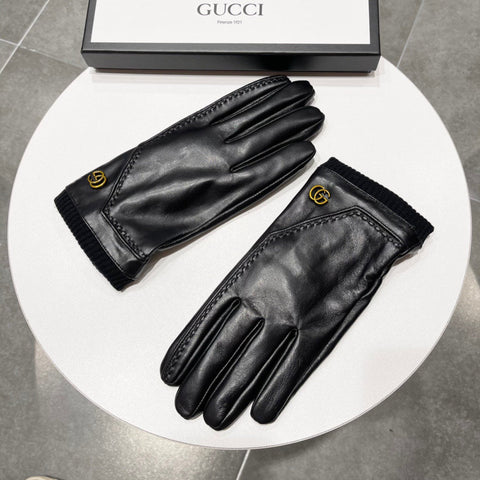 TOUCHSCREEN GLOVES IN BLACK LAMBSKIN MIX WOOL 130577