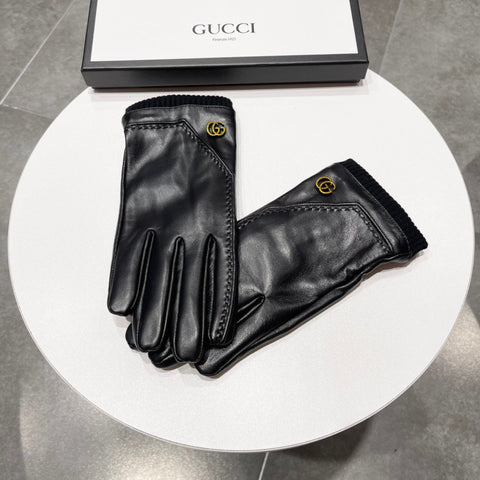 TOUCHSCREEN GLOVES IN BLACK LAMBSKIN MIX WOOL 130577