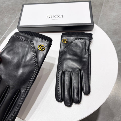 TOUCHSCREEN GLOVES IN BLACK LAMBSKIN MIX WOOL 130577