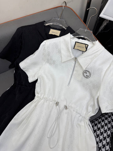 SHORT-SLEEVE DRESS WITH ADJUSTABLE WAIST TIE