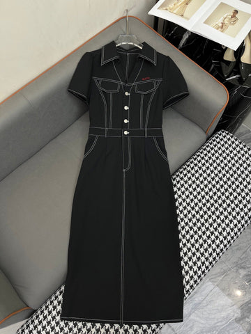 LONG SHIRT DRESS IN PAPER DENIM