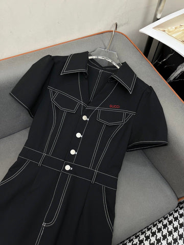 LONG SHIRT DRESS IN PAPER DENIM