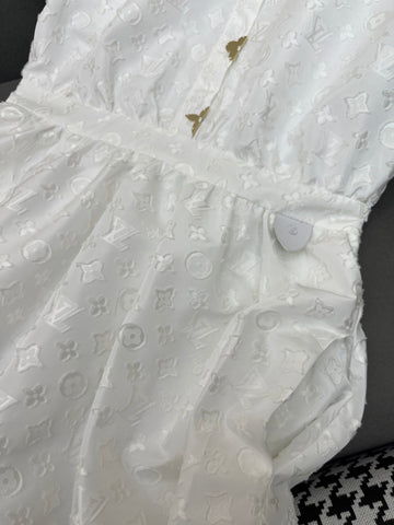 WHITE EMBOSSED LOGO DRESS