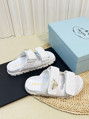 Pra Raffia Cork Slide 40 White