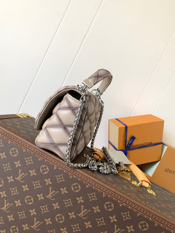 LV 25S GO-14 MM 23 IN BROWN QUILTED LAMBSKIN SILVER HARDWRE