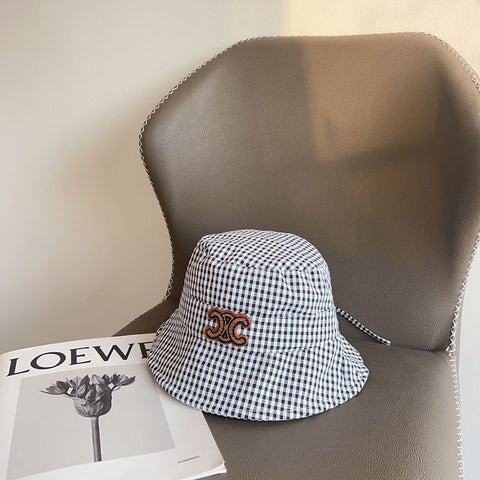 BUCKET HAT MODEL 652077 IN BLACK & WHITE GINGHAM FABRIC