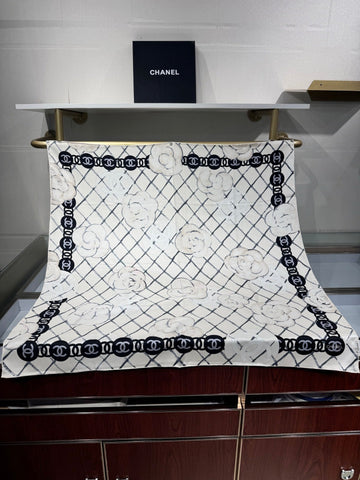 CHANEL 25S SCARF 90 IN CASHMERE SILK 737219