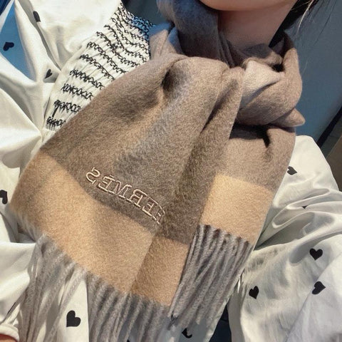 SCARF 180 CM IN MEDIUM BROWN CASHMERE 366046