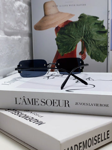 SANTOS RIMLESS RECTANGULAR FRAME SUNGLASSES 562068 IN METAL