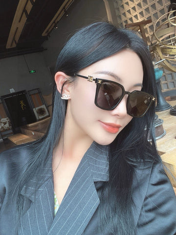 TRIOMPHE SUNGLASS 497820 IN GOLD METAL BLACK LENSES