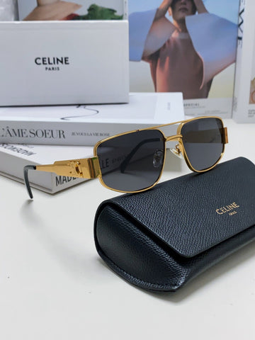 TRIOMPHE SUNGLASS 513000 IN GOLD METAL BLACK LENSES