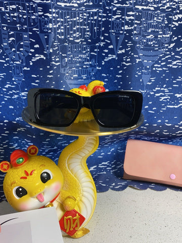 GLIMPSE SUNGLASSES 558348 IN BLACK ACETATE GOLD EMBOSSED LOGO