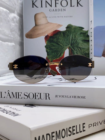 TRIOMPHE SUNGLASSES 573246 IN TAUPE BROWN METAL GRADIENT SMOKE LENSES