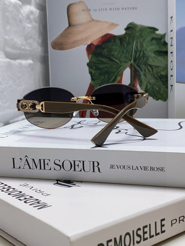 TRIOMPHE SUNGLASSES 573246 IN TAUPE BROWN METAL GRADIENT SMOKE LENSES