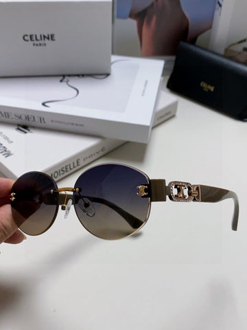 TRIOMPHE SUNGLASSES 573246 IN TAUPE BROWN METAL GRADIENT SMOKE LENSES