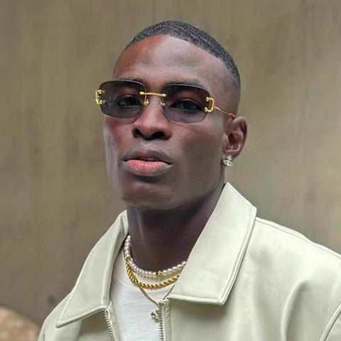 C DE RECTANGULAR RIMLESS FRAME SUNGLASSES  575769 IN METAL