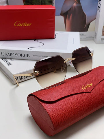 PANTHÈRE RIMLESS GEOMETRIC FRAME SUNGLASSES  539743 IN METAL