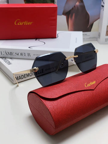 PANTHÈRE RIMLESS GEOMETRIC FRAME SUNGLASSES  539743 IN METAL