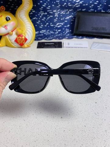 BUTTERFLY SUNGLASSES 641817 IN ACETATE BLACK METAL LOGO