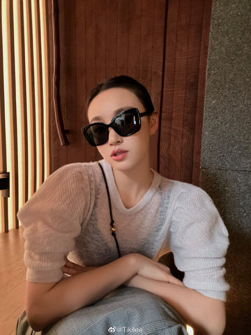 BUTTERFLY SUNGLASSES 641817 IN ACETATE BLACK METAL LOGO