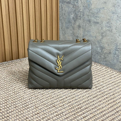 LOULOU SMALL 25 SHOULDER BAG IN DARK GREEN LAMBSKIN GOLD HARDWARE
