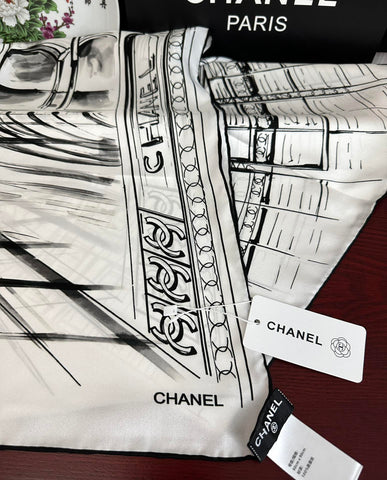 CHANEL 25S SCARF 90 IN SILK 001