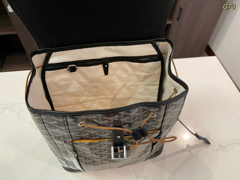 ALPIN BACKPACK 37 IN BLACK LAMBSKIN AND GOYARDINE CANVAS