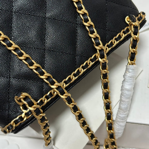 CC BACKPACK 22 IN BLACK GRAINED CALFSKIN