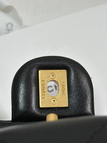 MAXI SHOPPING BAG 36 IN BLACK LAMBSKIN GOLD METALLIC