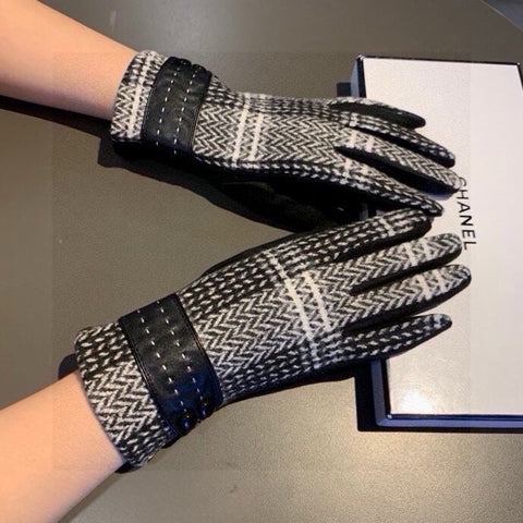 GLOVES IN BLACK MIX WHITE WOOL 429245
