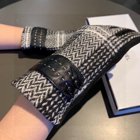 GLOVES IN BLACK MIX WHITE WOOL 429245