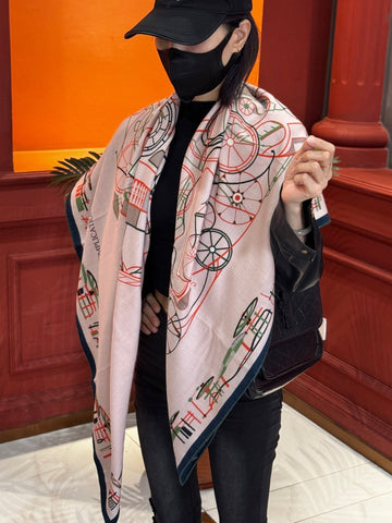 HERMES 25S SCARF 140 IN CASHMERE SILK 727319