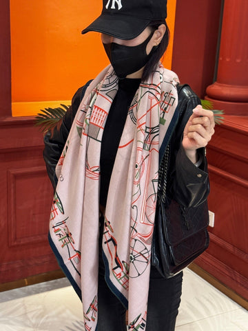 HERMES 25S SCARF 140 IN CASHMERE SILK 727319