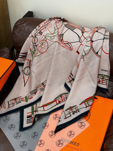 HERMES 25S SCARF 140 IN CASHMERE SILK 727319