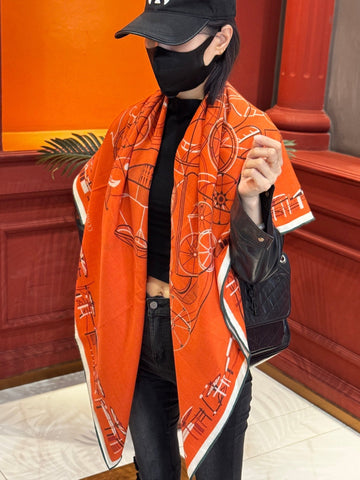 HERMES 25S SCARF 140 IN CASHMERE SILK 727321