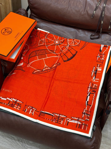 HERMES 25S SCARF 140 IN CASHMERE SILK 727321