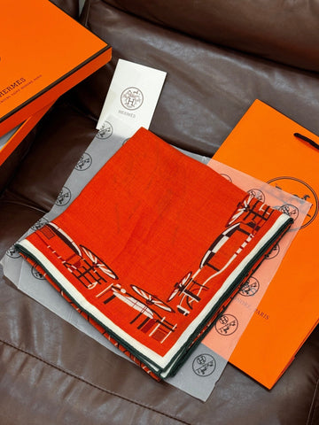 HERMES 25S SCARF 140 IN CASHMERE SILK 727321