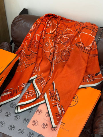 HERMES 25S SCARF 140 IN CASHMERE SILK 727321