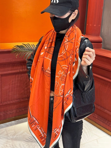 HERMES 25S SCARF 140 IN CASHMERE SILK 727321