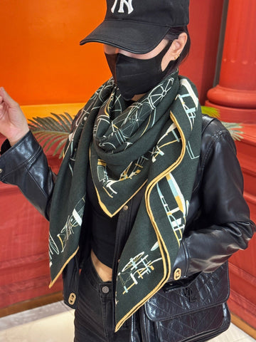 HERMES 25S SCARF 140 IN CASHMERE SILK 727320