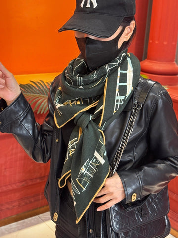 HERMES 25S SCARF 140 IN CASHMERE SILK 727320